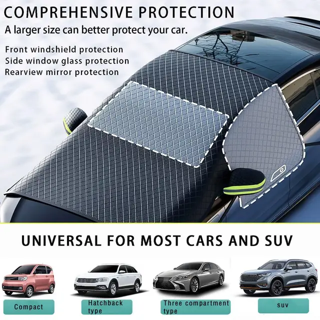 Snow Windshield Cover Heavy Duty Waterproof Protector Weatherproof Car Snow Windshield Cover for Vehicle Frost Water Rain Wind 3