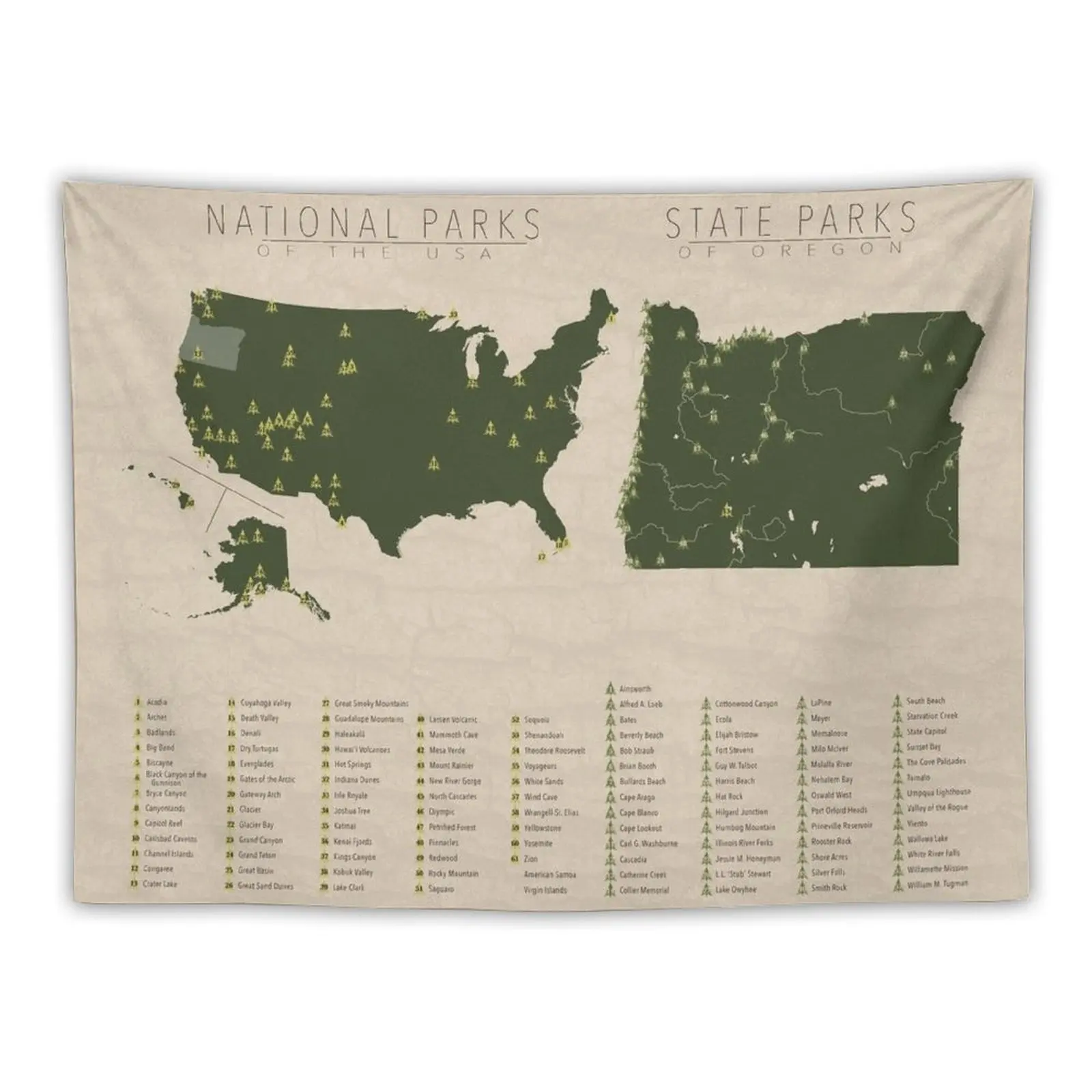 

US National Parks - Oregon Tapestry Bedroom Deco Room Decor For Girls Mushroom Tapestry