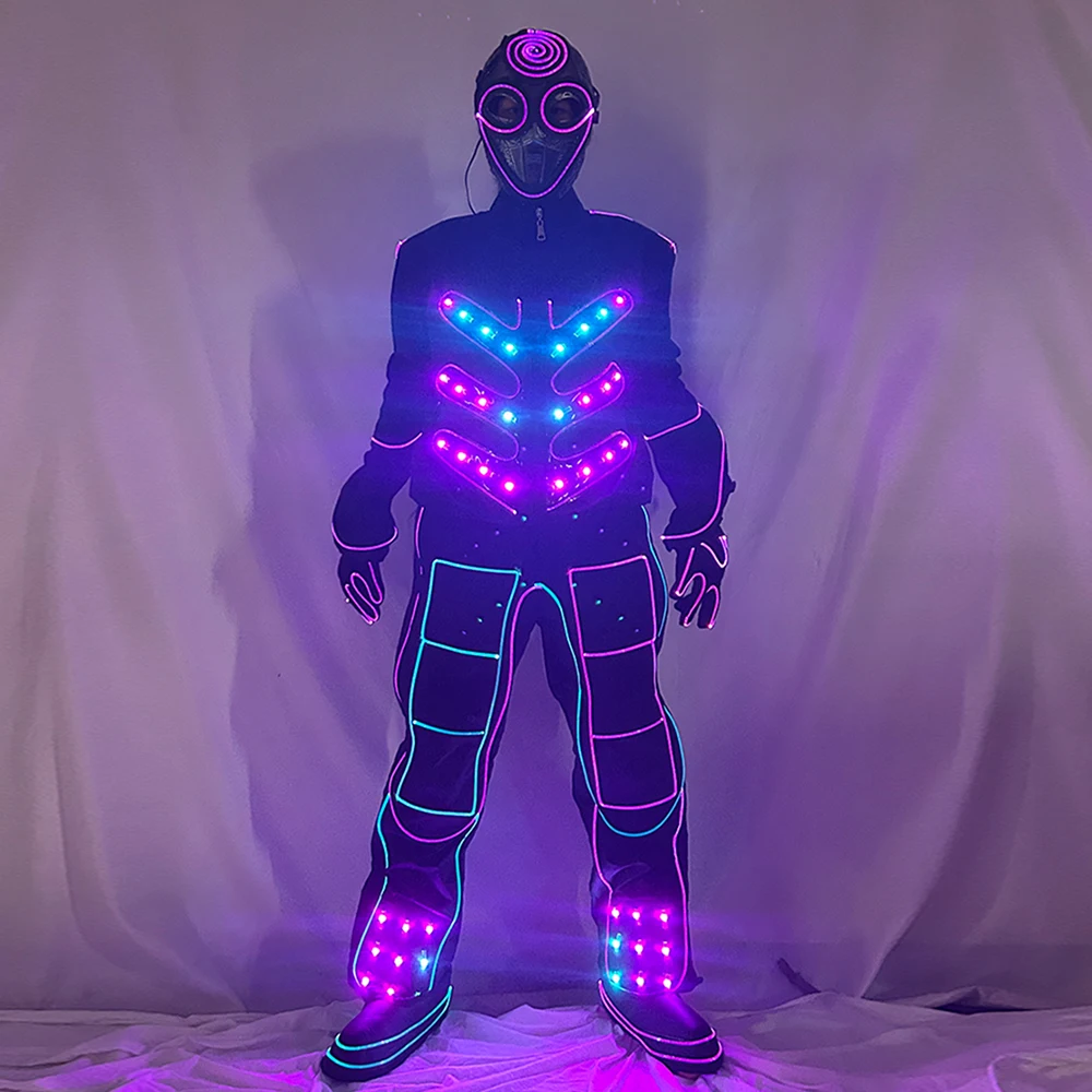 Jaqueta de fibra óptica brilhante para Natal, festa rave, boate, cosplay, fantasia futurista iluminada para homens