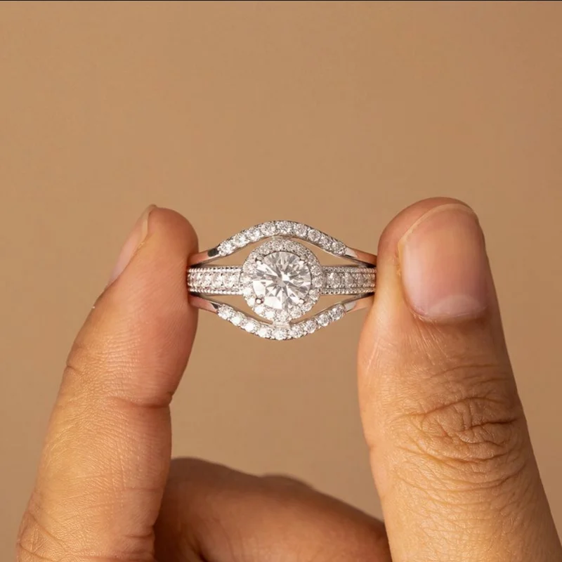 

Daily Wear Brilliant Geometric Cubic Zircon Rings for Women Silver Colour High Quality Female Accessories Wedding Party Jewelry