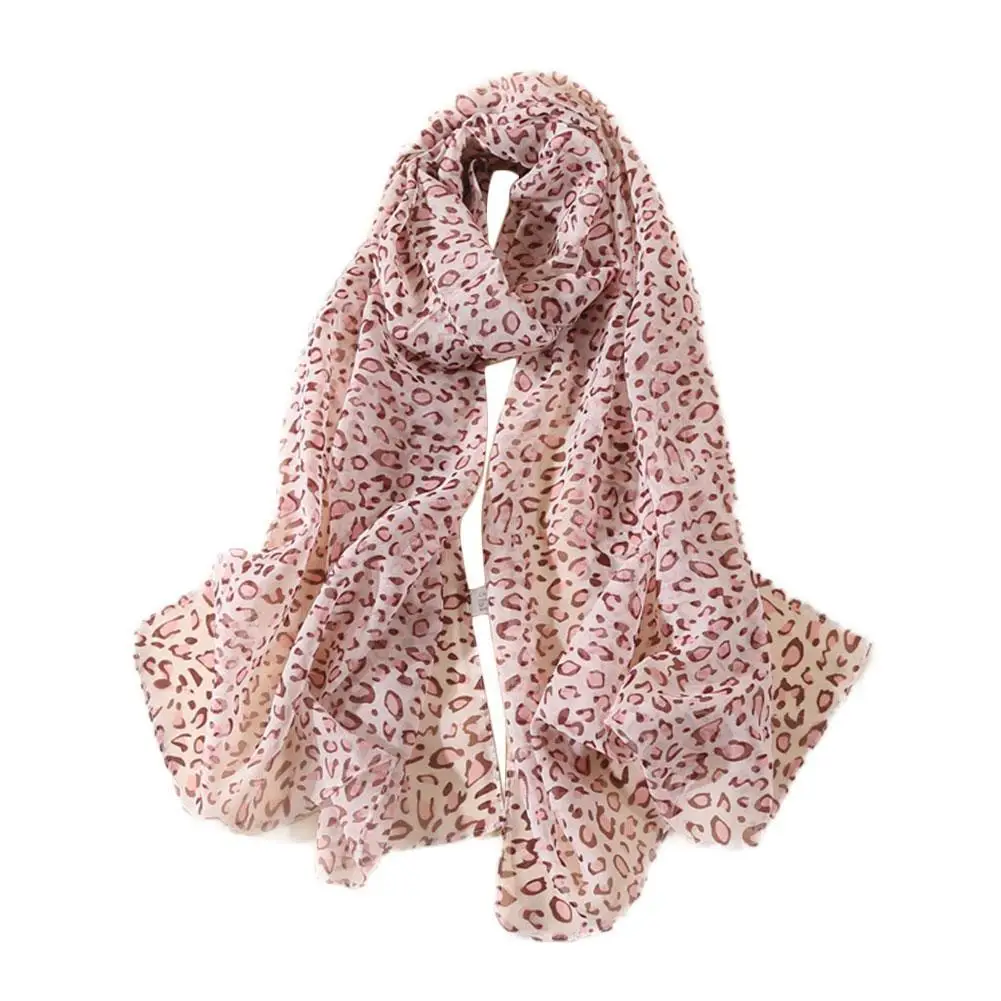 Fashion Leopard Printed Shawl For Women Long Wide Chiffon Scarves Muslim Costumes Accessories Spring Summer Lady Hijab Wrap M0L7