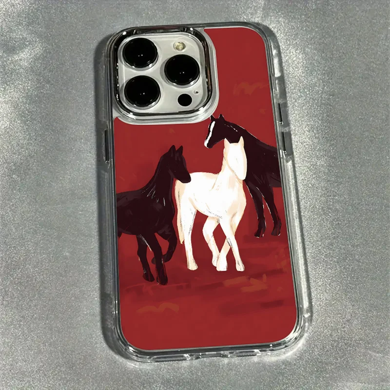 

Horse pattern design phone case for iPhone 17 16 15 14 13 12 11 Pro/ Max/Plus shock-proof rear cover anti-fingerprint