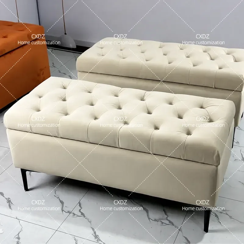 Rectangular Storage Bench Shoe Changing Stool Long Strip Sofa Seat Bedside Ottoman Household Entryway Organizer for Clothes