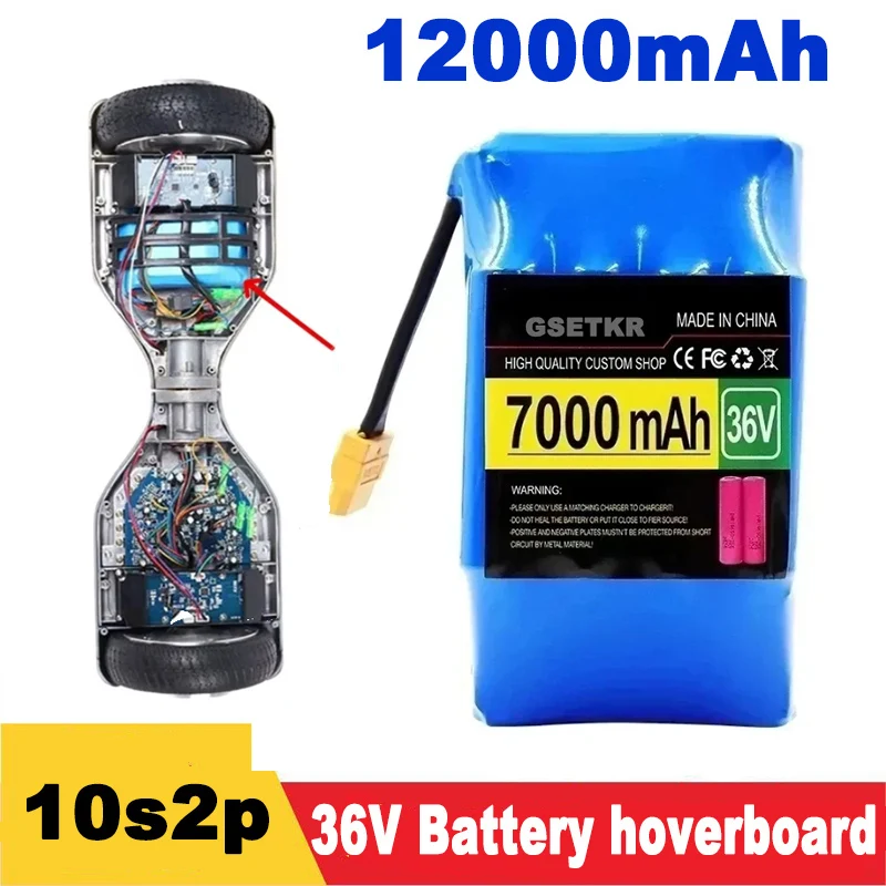 36V 7000mAh 10s2p Lithium Rechargeable Battery,True for Electric Self-balancing Scooter HoverBoard Unicycle, Exceptional Battery