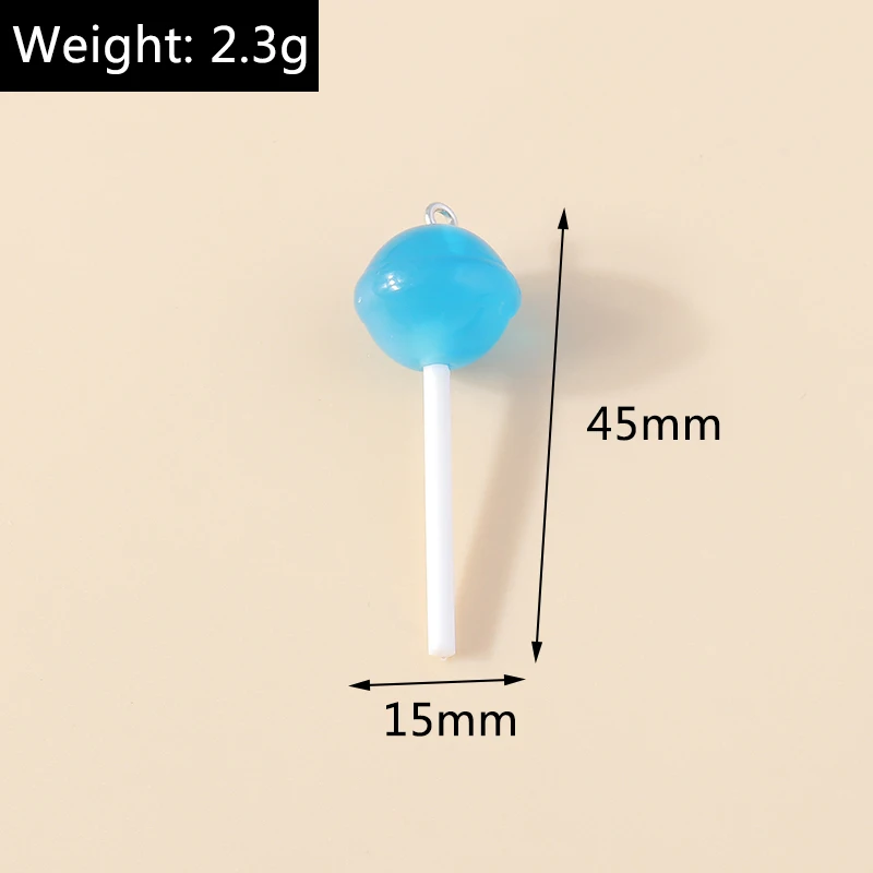Leslie 10 Stück süße Süßigkeiten-Lutscher-Charms für baumelnde Ohrringe, Kawaii-Harz, Süßigkeiten-Lutscher-Anhänger, Schmuckherstellung, Zubehör – Detail 16