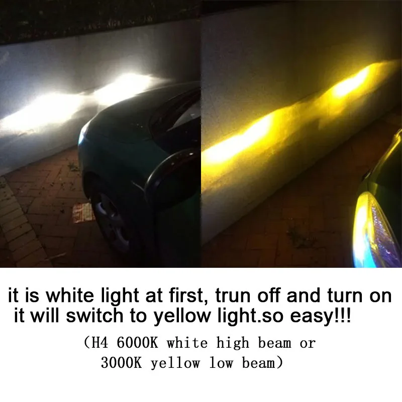 PANDUK 2 Pcs Car Headlight Bulb H1 led H3 H4 H7 H1 Led Super Bright 3000k 6000K Double Color Headlamp H11 9005 LED 9006 HB4 880