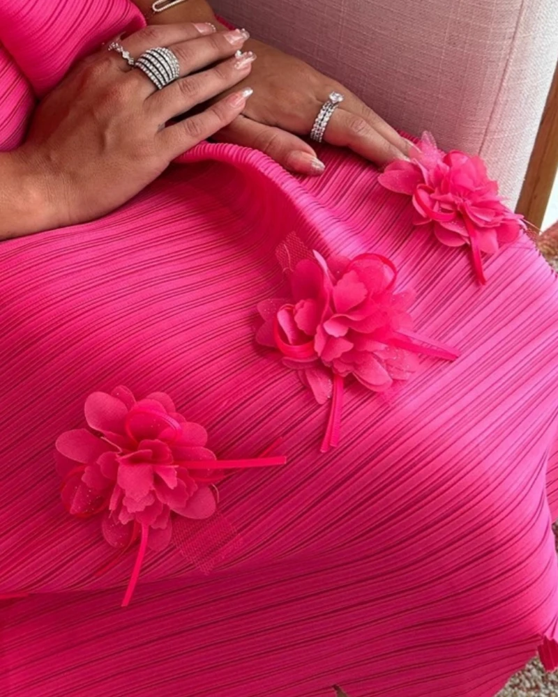 Vestido de fiesta acampanado con cuello Barco de alta calidad, manga hasta la rodilla, encaje floral, vestidos de noche formales