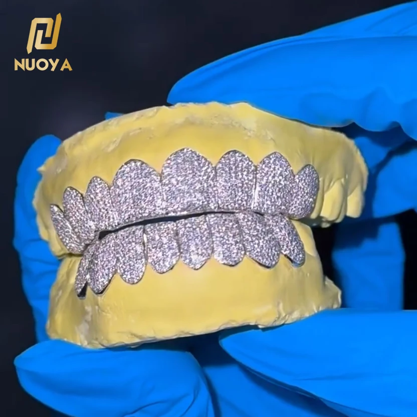 

Personalized Moissanite S925 Silver Teeth Grillz Bling VVS Diamond Tooth Grills For Men Women High-End Body Jewelry