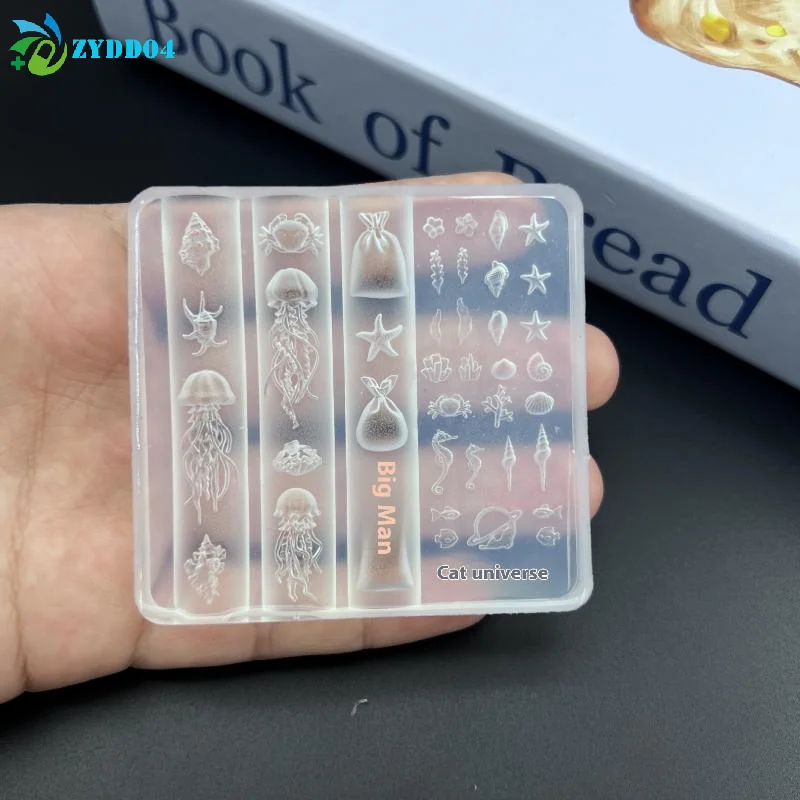 

●1PCS Ocean Series Manicure Mould 3D Silicone Nail Art Mold Jellyfish Starfish Shells Transparent Manicure Template