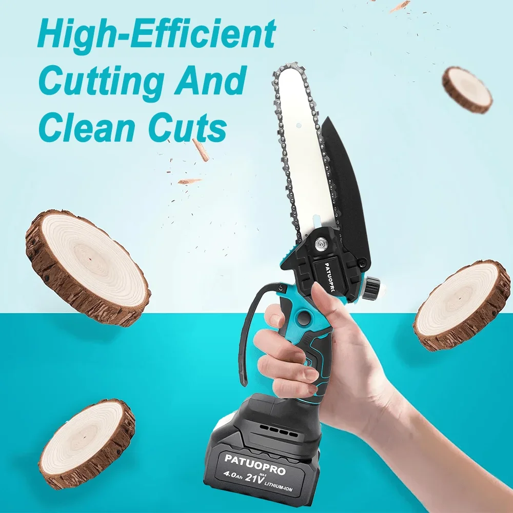 PATUOPRO 6 Inch Brushless Mini Electric Saw Handheld Cordless Chain Saw Home Garden Logging Power Tools For Makita 18V Battery