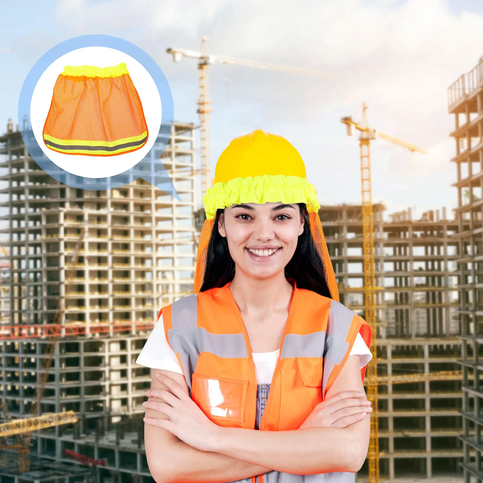Polyester Reflective Hard Hat Neck Shade Breathable Mesh Cover Sun Visor for Construction Rail Work Hiking Cycling Safety