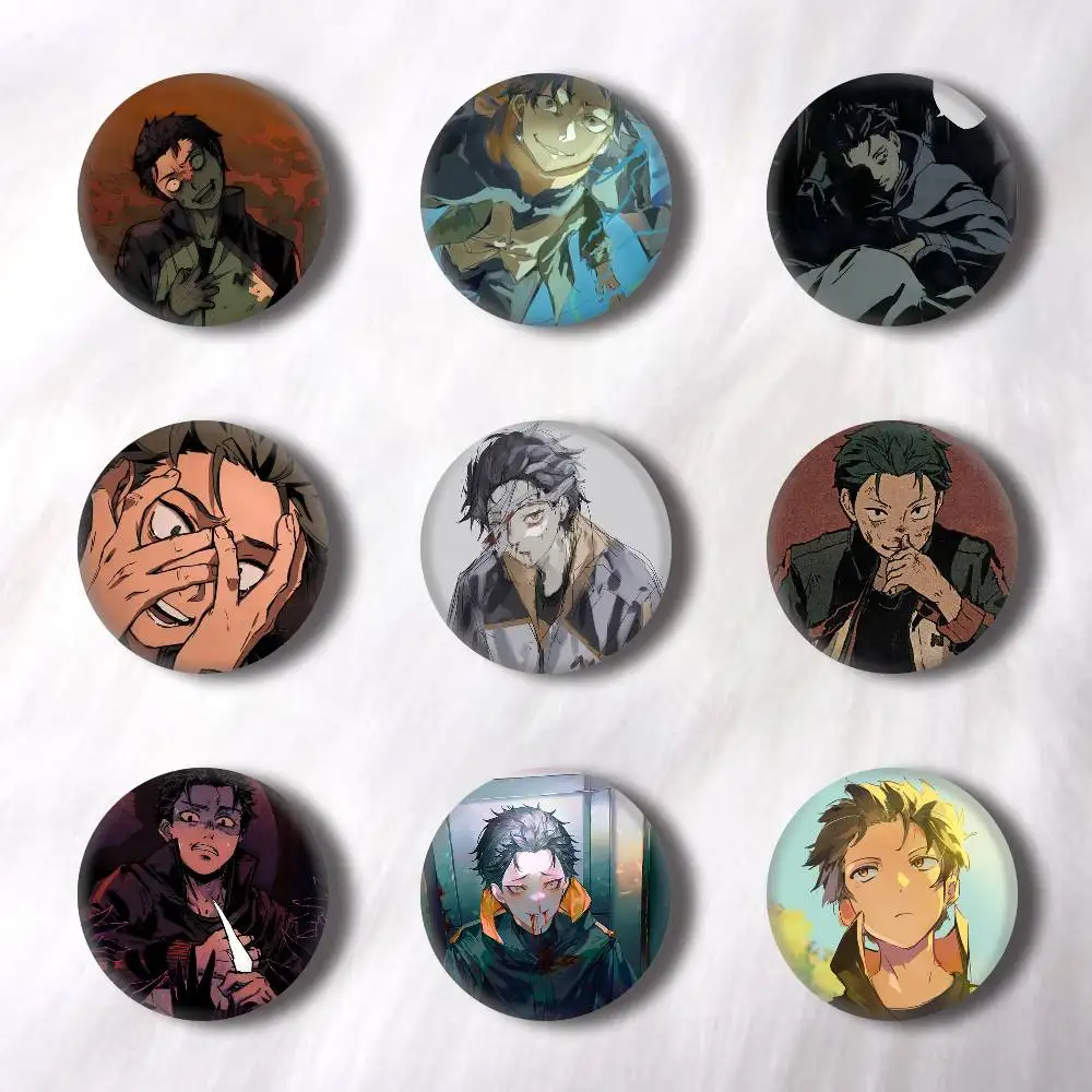 Anime Cartoon Subaru Natsuki  Pins Badges Round Laser Badge Brooch Clothes Backpack Accessories
