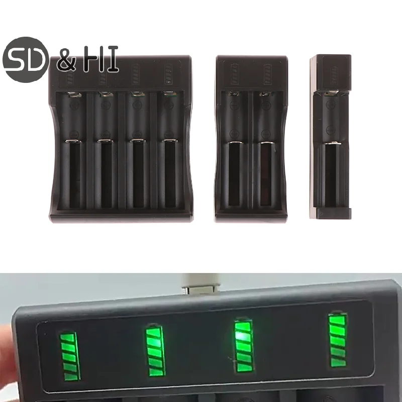 1PC 1/2/4 Slots USB Dual 18650 Charging 3.7V Rechargeable Lithium Battery For 16340 14500 16650 18650 Battery Charger