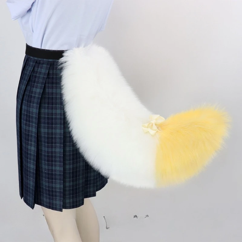 60cm Plush Animal Tail Wolf Fox Cat Tail with Adjustable Belt Cosplay Accessories Role Play Party Props Furry Fluffy Dog Tail