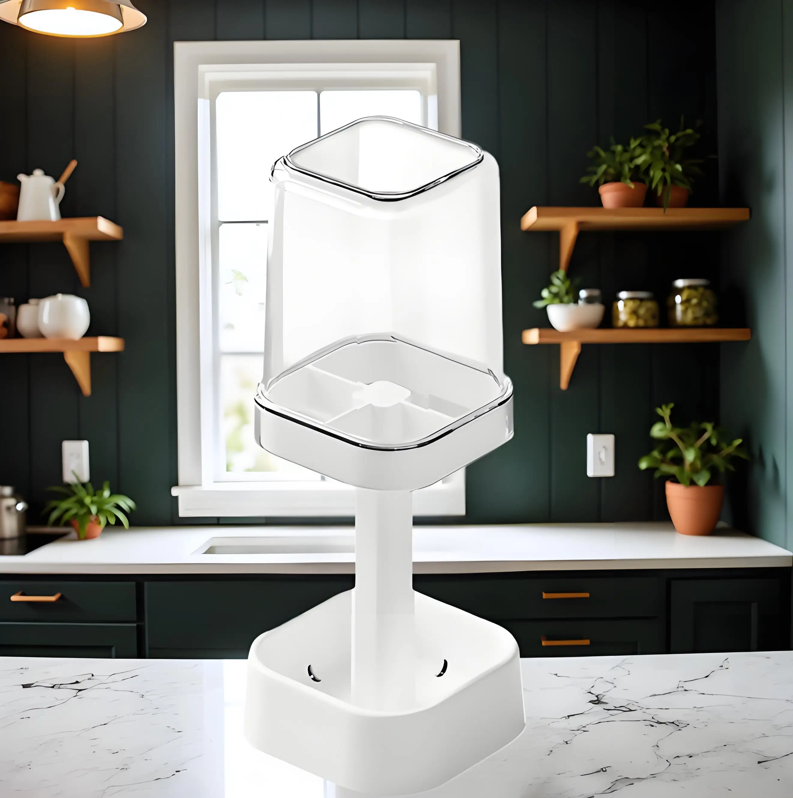 

3-Slot Toothbrush Holder with Cover, Modern Bathroom Organizer for Electric & Manual Toothbrushes - Easy Clean (White)