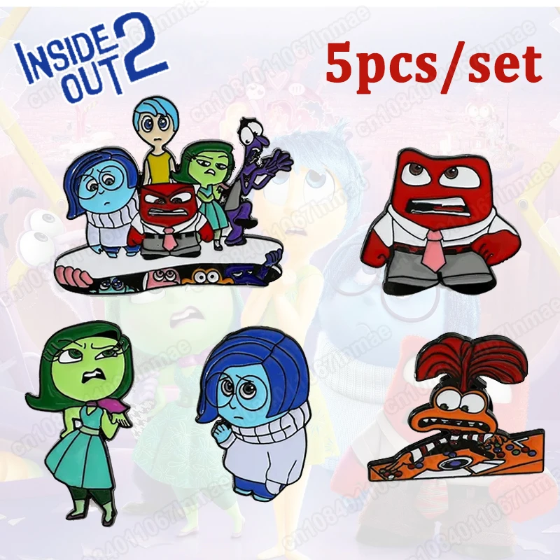 5Pcs Disney Cartoon Anime Inside Out2 Brooch Cute Scrump Stitch Lapel Pin Fashion Animal Metal Enamel Badge Jewelry Friends Gift