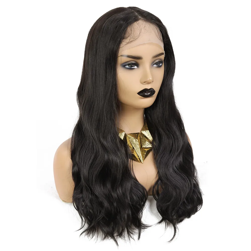 X-TRESS Synthetic Lace Front Wigs For Black Women Body Wave Natural Brown Color Wavy Daily Wig Middle Part High Temperature