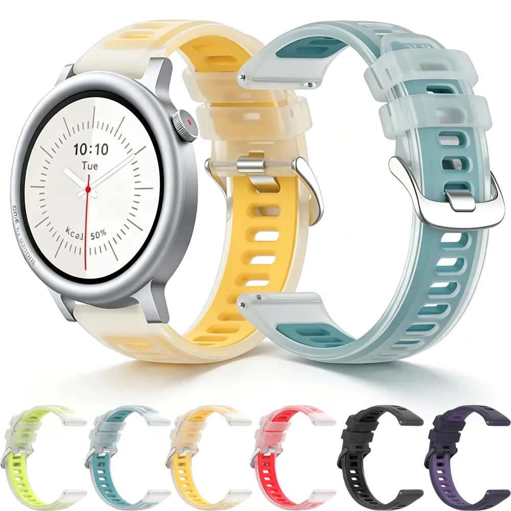 20mm 22mm Jelly Color Silicone Strap for CMF Watch 3 Pro-Pro 2-Pro Two-Tone Bracelet Garmin Forerunner 970 570 170 70 265 255 55