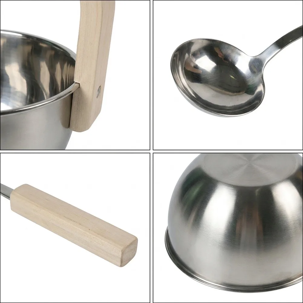 Aluminum Sauna Pail Sauna Bucket And Ladle For Relaxation Vertical Lifting Capability 4-liter Generous Capacity