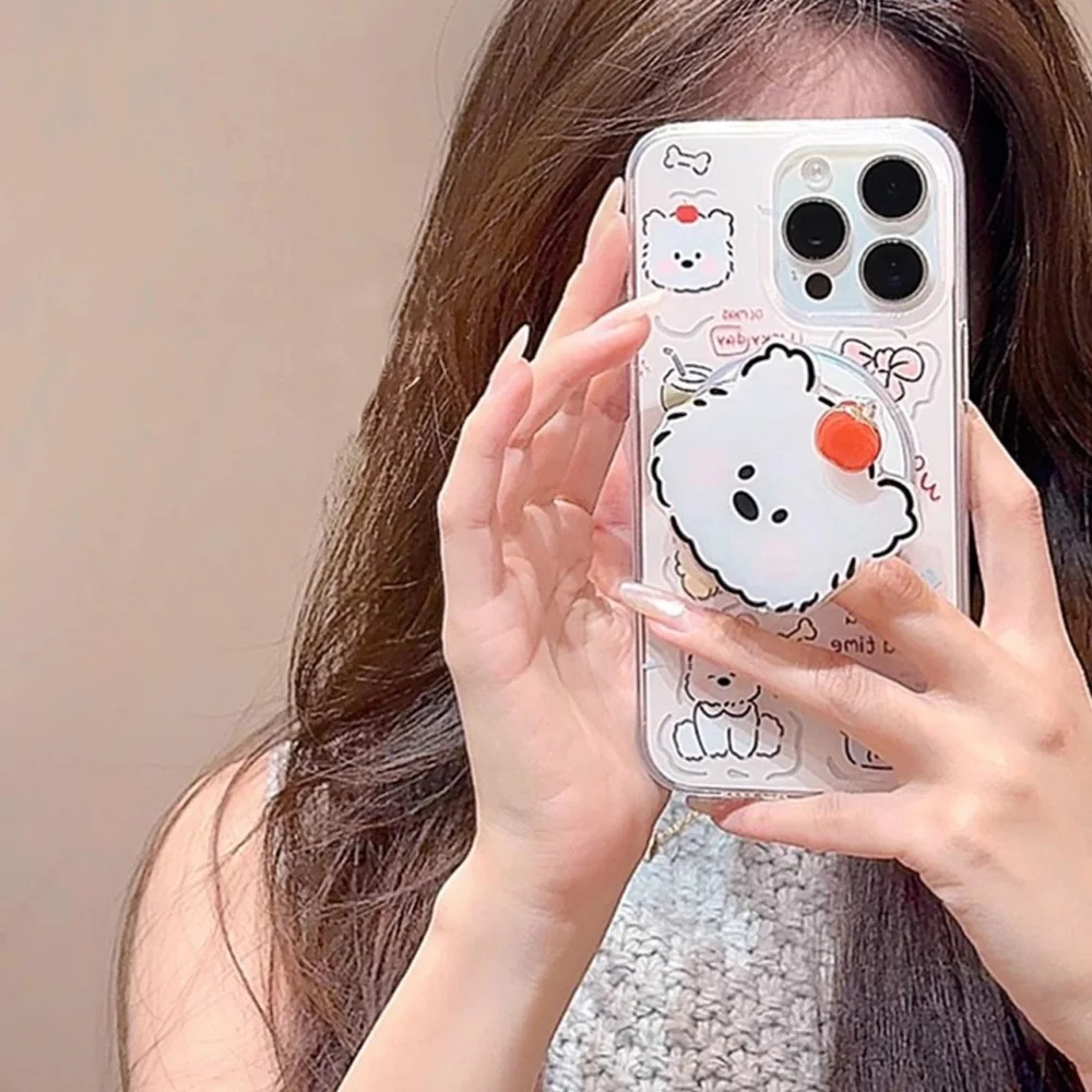 Coreano simpatico cucciolo di rotazione Apple telefono magnetico Griptok Grip Tok supporto per iPhone 15 per custodia di ricarica wireless Magsafe