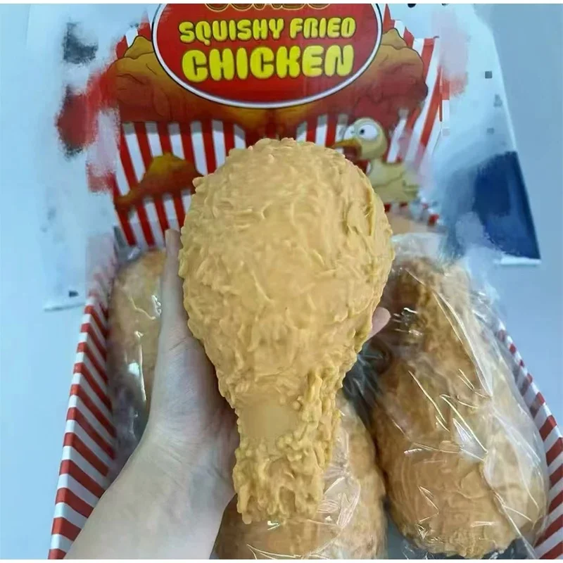 Lifelike Fried Chicken Drumstick Squishy Stress Reliever Jumbo Wing Leg Slow Rising Sensory Fidget Soft Decompression Desk Decor