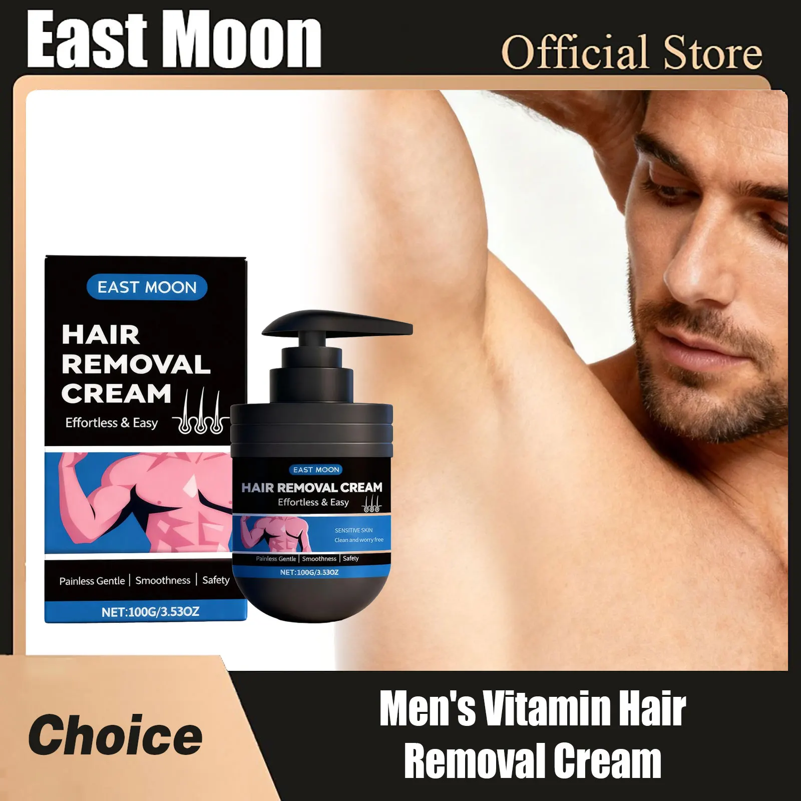 

East Moon Men Vitamin Hair Removal Cream Non Irritating Growth Inhibitor Good Smell Intimate Areas Underarm Hair Remove Creams