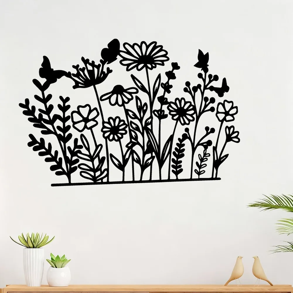 1pc Ornate Butterfly Metal Wall Art - Elegant Floral Iron Sculpture for Outdoor Garden Fence Decor, Weather-Resistant