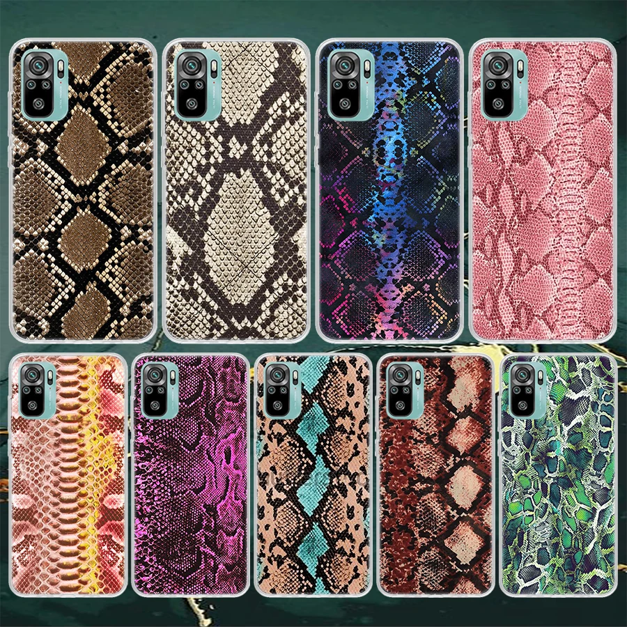 Pink Snake Skin Printing Drawing Soft Phone Case For Xiaomi Redmi 10 10A 10C 9 9A 9C 9T 12 12C 8 8A 7 7A 6 6A S2 K20 K40 Pro 10X