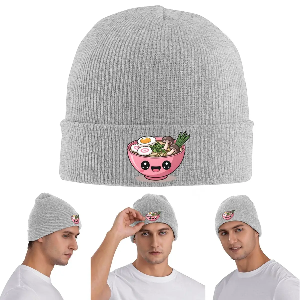

Kawaii Ramen Bowl, теплая вязаная шапка, зимняя вязаная шапка, шапка Skullies, шапки в стиле хип-хоп для унисекс