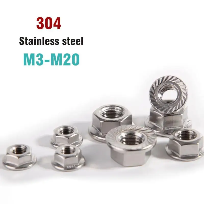 2-50 шт. A2-70 304 фланцевая гайка из нержавеющей стали, высококачественные стопорные гайки для рукоделия, мебели, шестигранная головка, зубчатый замок