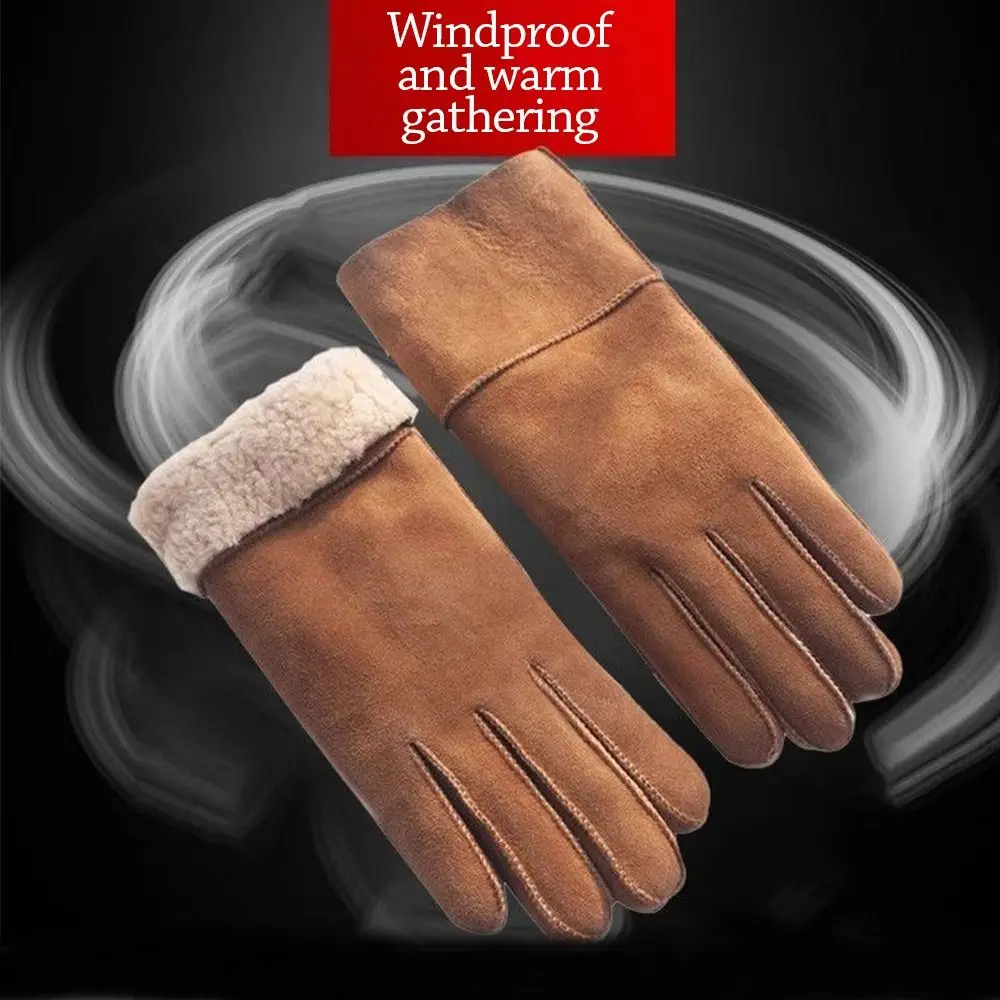 

Fashion Warm Winter Gloves Faux Fur Thicken Driving Mittens Windproof Cycling Gloves Men Women
