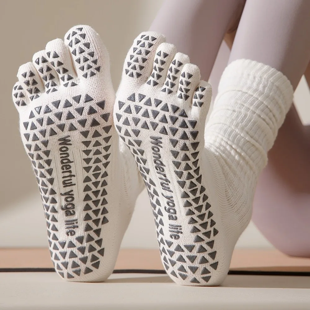 

Спортивные носки с пятью пальцами, длинные, для йоги и пилатеса, женские, универсальный размер, однотонные