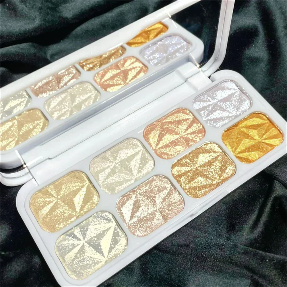 Perlglanz-Lidschatten-Palette, Textmarker, Gesichtskontur, aufhellendes Rouge, wasserfestes Make-up, Körper, Glitzer, Puder, Kosmetik