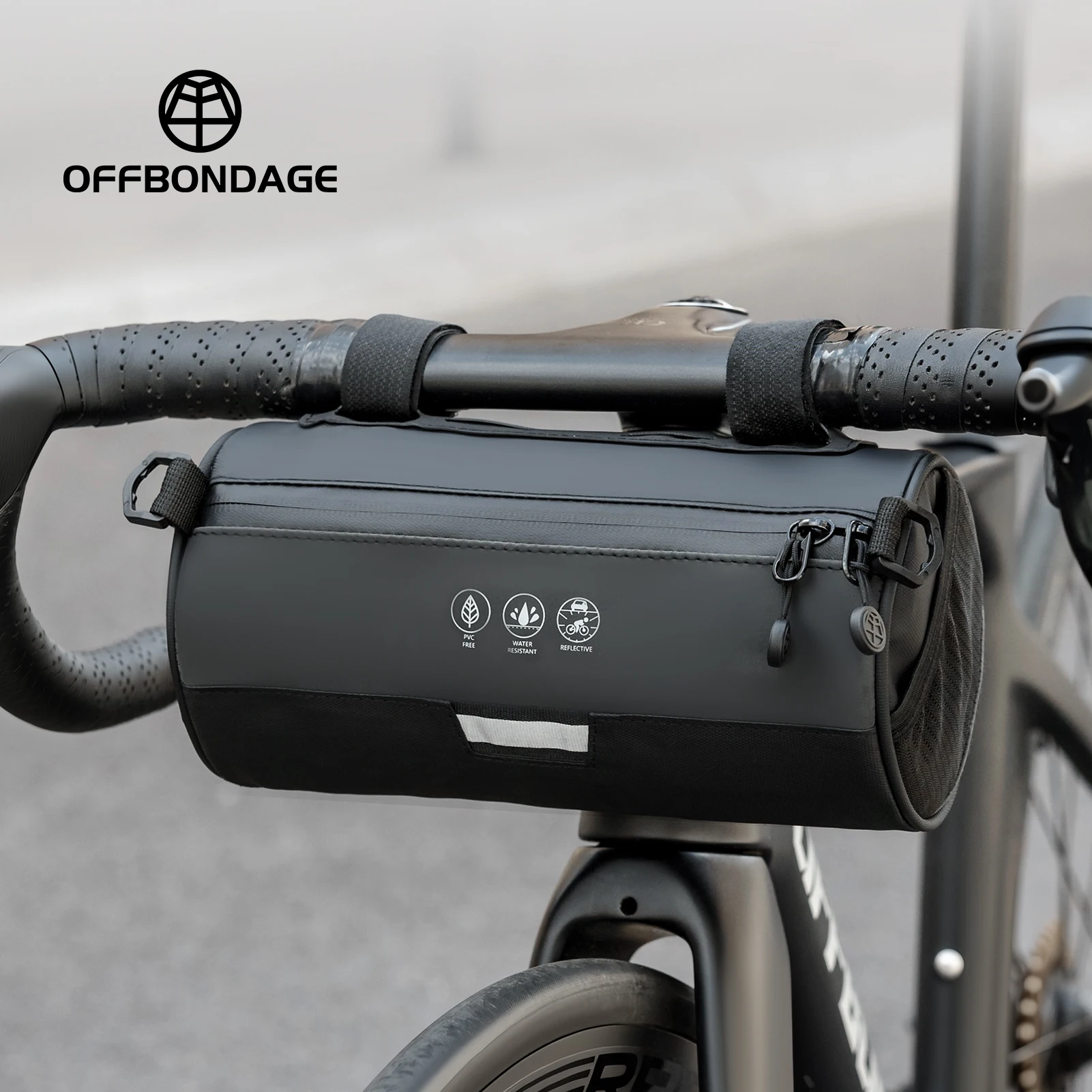 OFFBONDAGE Fahrrad-Fronttasche, Lenkertasche, 2,7 l, großes Fassungsvermögen, reflektierende Aufbewahrung, wasserdichte Fahrrad-Rahmentasche, tragbar