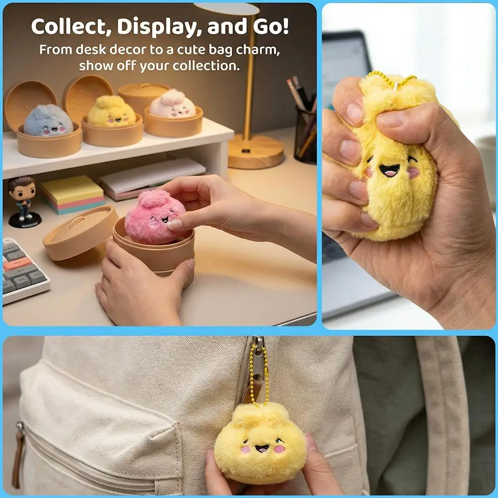 

Upgrade Cartoon Steamed Bun Plush Keychain Soft Kawaii Squeeze Toy Bag Pendant Desktop Decor Cute Creative Stress Relieve Holid