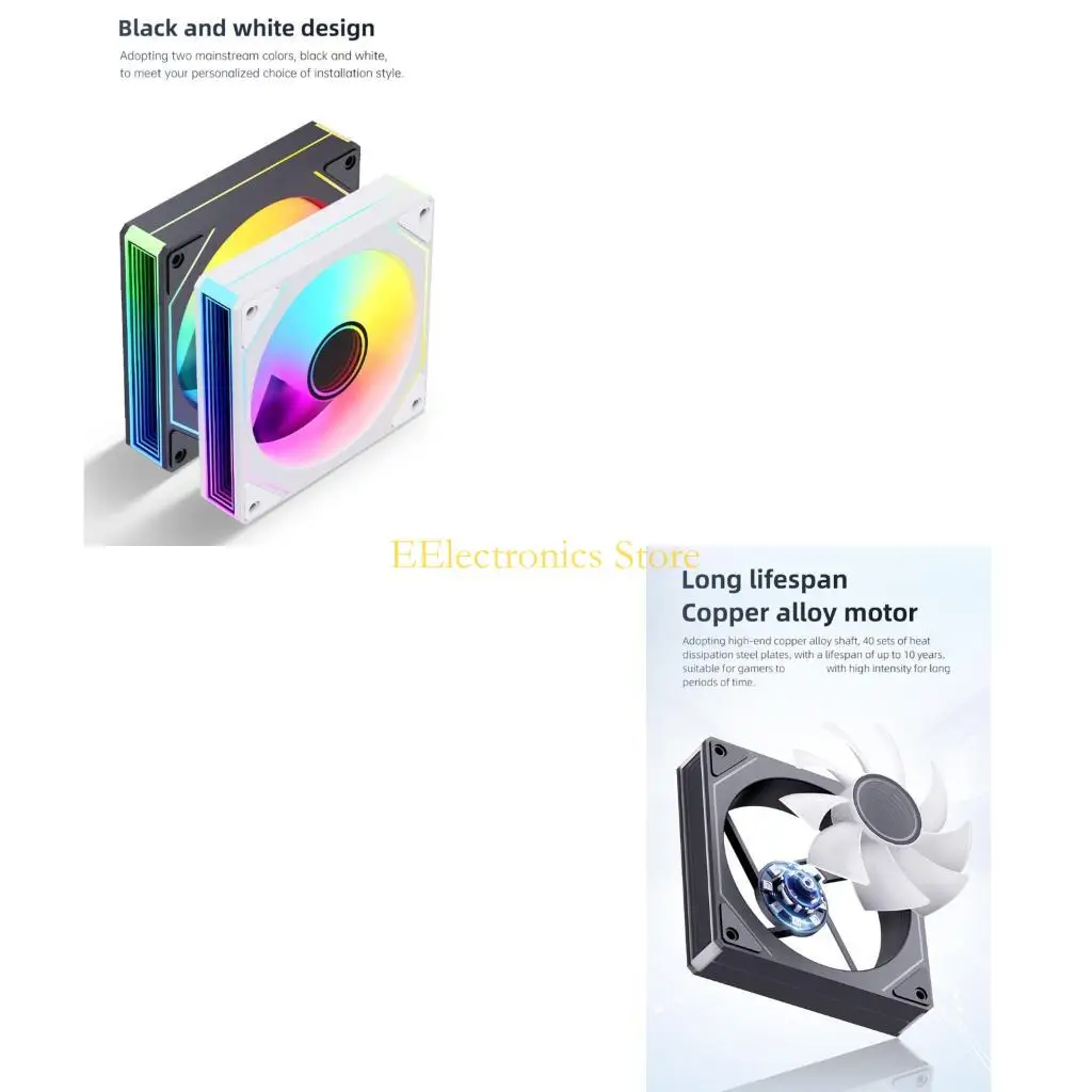 B03C Desktop Case Cooling Fan 2 Pack, 120mm PWM ARGB Computer Case Fan with Hydraulic Bearing for Daily Control