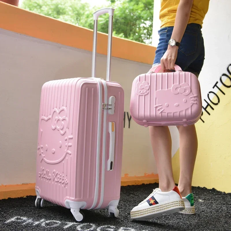 20/24Inch PC Girls Roller Trolley Luggage Set With 14Inch Cosmetic Handbag Casual Cute Travel Suitcase Carry On School Luggage