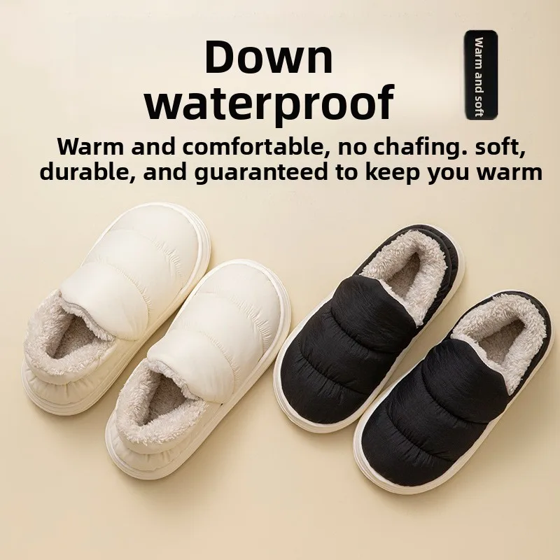 2026 New Fashion Cotton Slippers Men Winter Warm Home Cotton Shoes Waterproof Garden Shoes Indoor Slip on Concise Shoes
