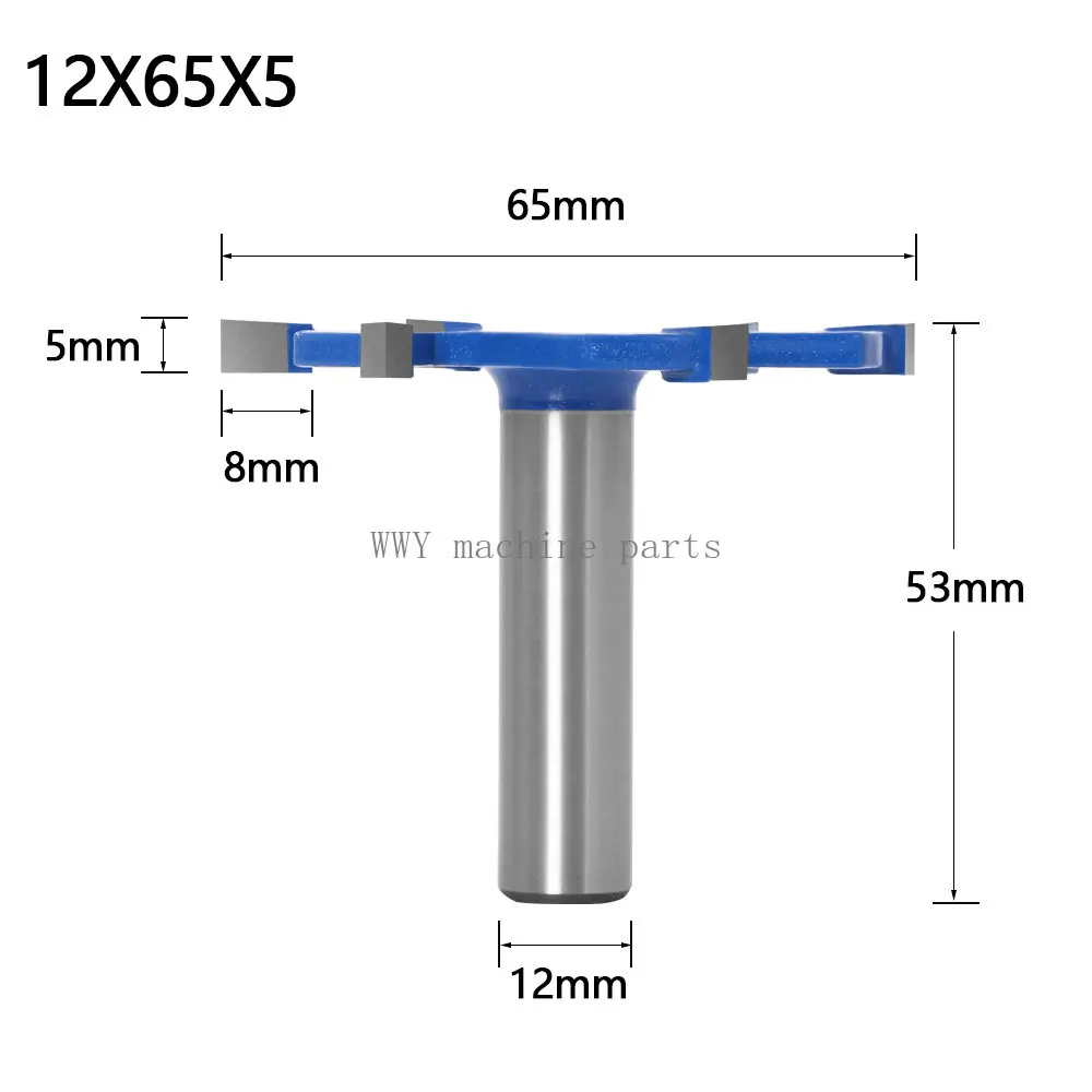 

Woodworking Milling Cutter 6 Edge T-Cutter Mahogany Six Teeth Large T-Cutter With Shank Groove Cutter Lengthened Shank Thickness