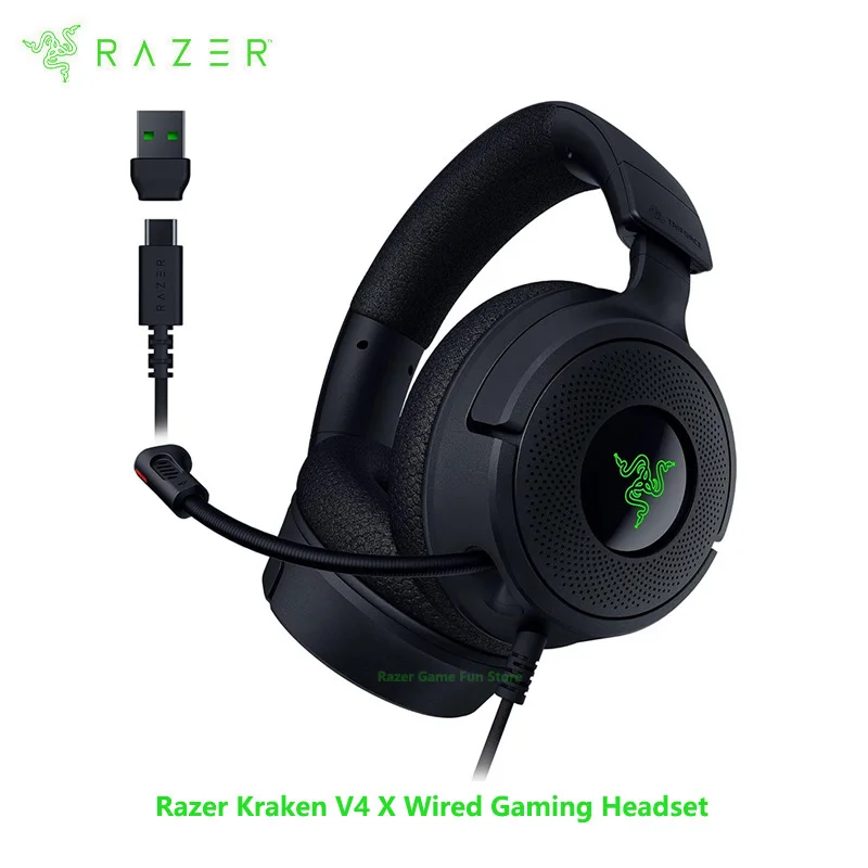 

New Razer Kraken V4 X Wired Gaming Headset - 7.1 Surround Sound - TriForce 40 mm Drivers - Retractable HyperClear Cardioid Mic