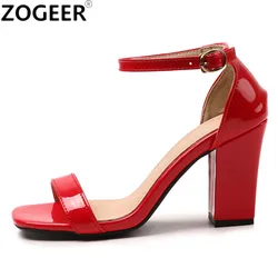 Summer Sandals Women Colors Concise Solid Ankle Strap Ladies Flip Flops High Heels Footwear Party Wedding Shoes Female Big Size
