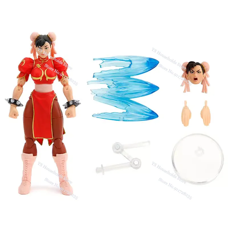 Jada Toys 1/12 Scale Blue Red Cloth Muscle Girl Chun Li Action Figure Speical Effect Ornament 6"Female Soldier Model Gift