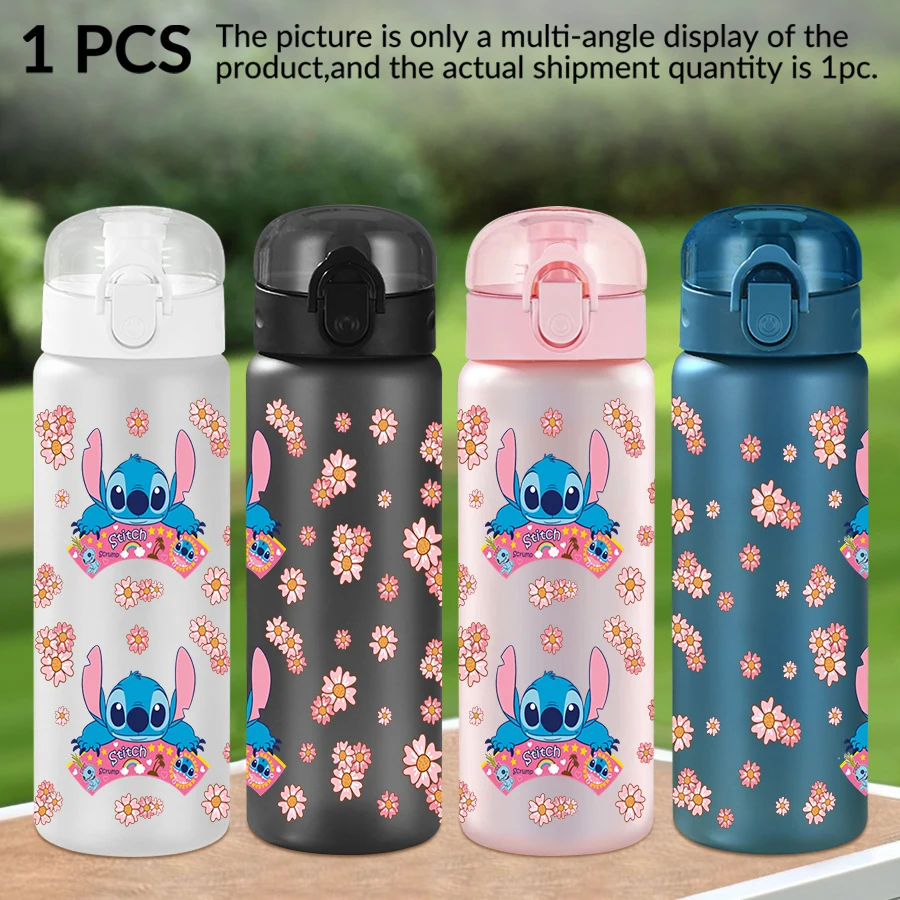 

1Pc Disney Stitch Flower Pattern 26oz Plastic Water Bottle Outdoor Sports Water Cup Birthday/back To School Gift