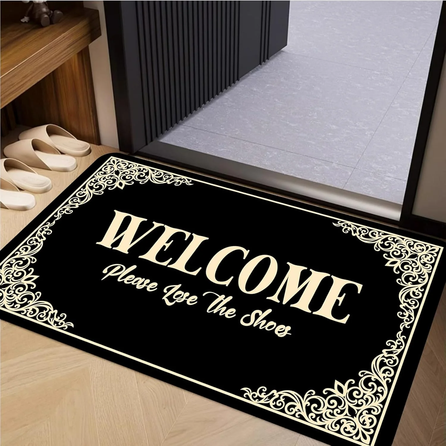Willkommen, bitte verlieren Sie die Schuhe, Fußmatte, lustige Fußmatte für den Eingangsbereich, mit rutschfester Innenmatte, Einweihungsgeschenk