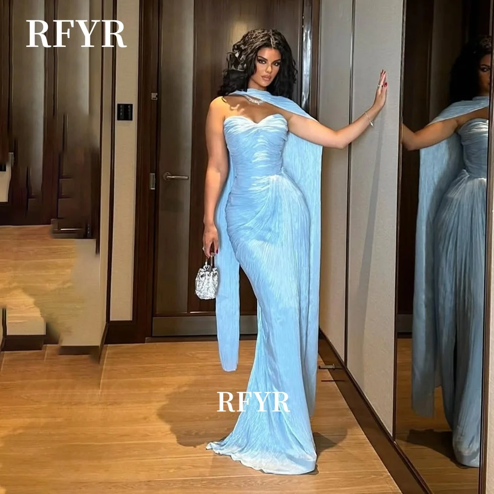 RFYR Abito da festa senza spalline con pieghe Abito da sera con spacco alto Abito da gala per celebrità per donne arabe Abiti personalizzati