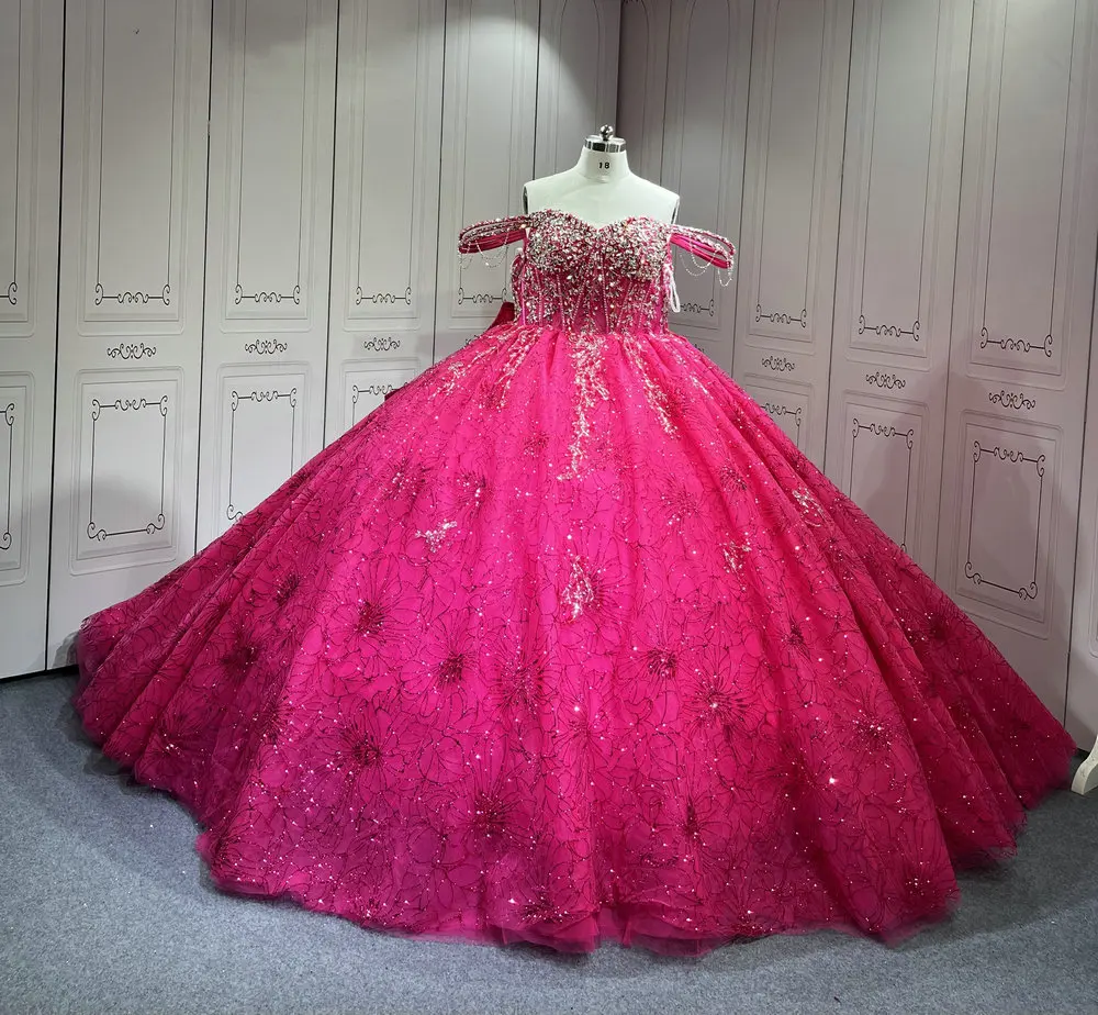 Mumuleo Fuchsia หวาน 16 ชุด PLUS ขนาด Quinceanera ชุดราคาไม่แพง Miss XV Vestidos De Quinceanera 15 Anos 2025 De Xv