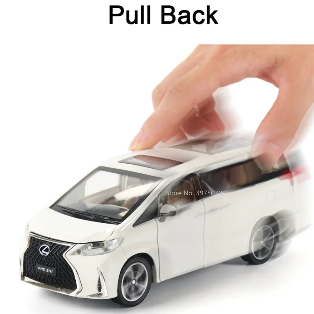 1:24 Schaal Lexus LM300H Zakelijke Auto Modellen Legering Diecast Speelgoed met Geluid Licht Trek Miniatuur MPV voor Kinderen Verjaardagscadeautjes