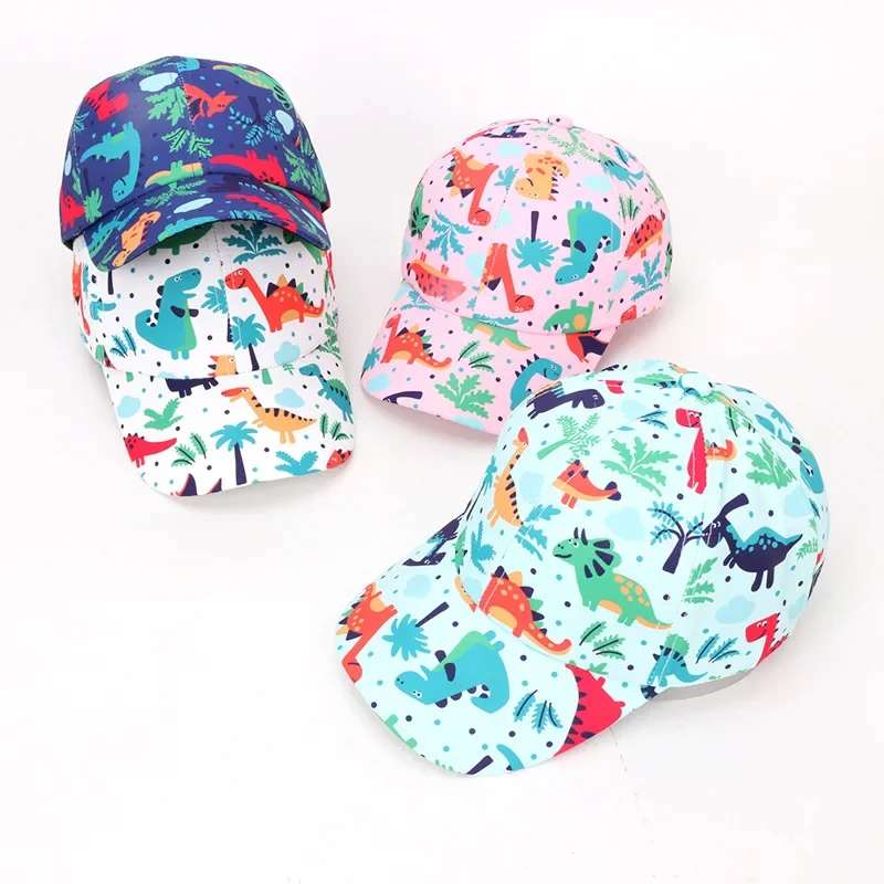 New Spring Autumn Cotton Sun Hats for Kids Baby Summer Snapback Hat Baby Girls and Boys Cartoon Dinosaur Children Baseball Cap