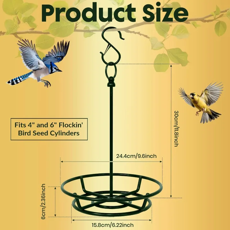 Cylinder Eater Holder Outdoor Hanging Feeder Accommodates Bird Food Cone with Perforated Wood Block Bird Food Cake