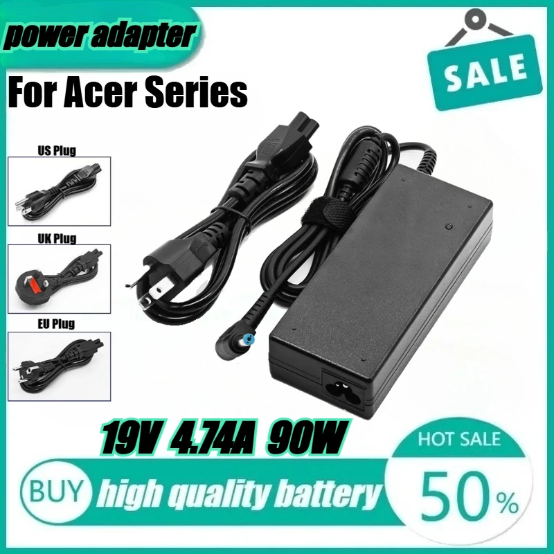 

New High Quality 5.5*1.7mm AC-DC 19V 4.74A 90W AC Laptop Power Adapter Charger for Acer Series Battery Charging Notebook